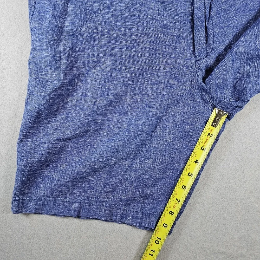 Banana Republic Men's Linen Cotton Shorts Size 38 Blue Flat Front Casual Summer